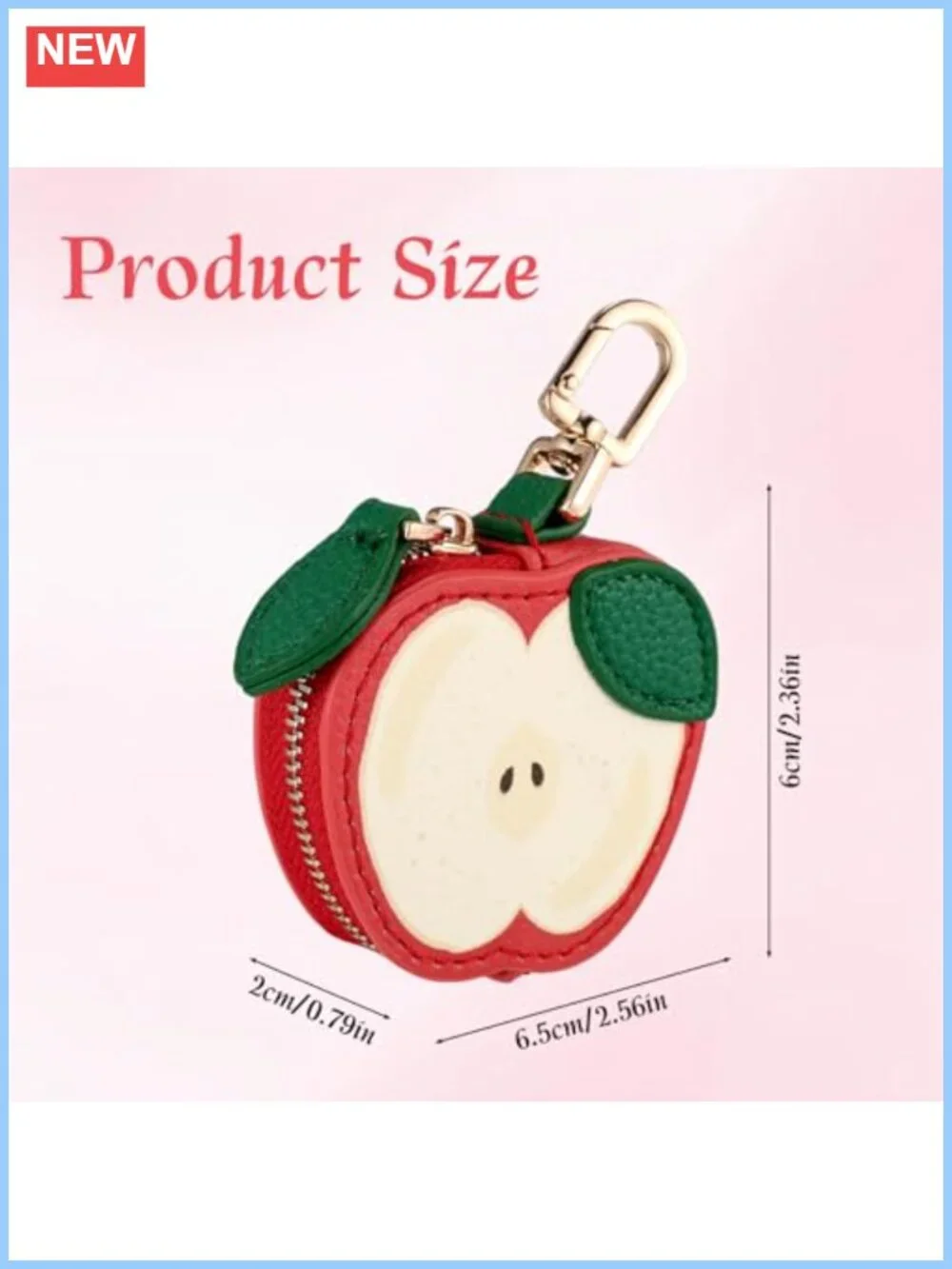 Leather Coin Purse Charm Mini Fruit Keychain Zipper Pouch Bag Accessory